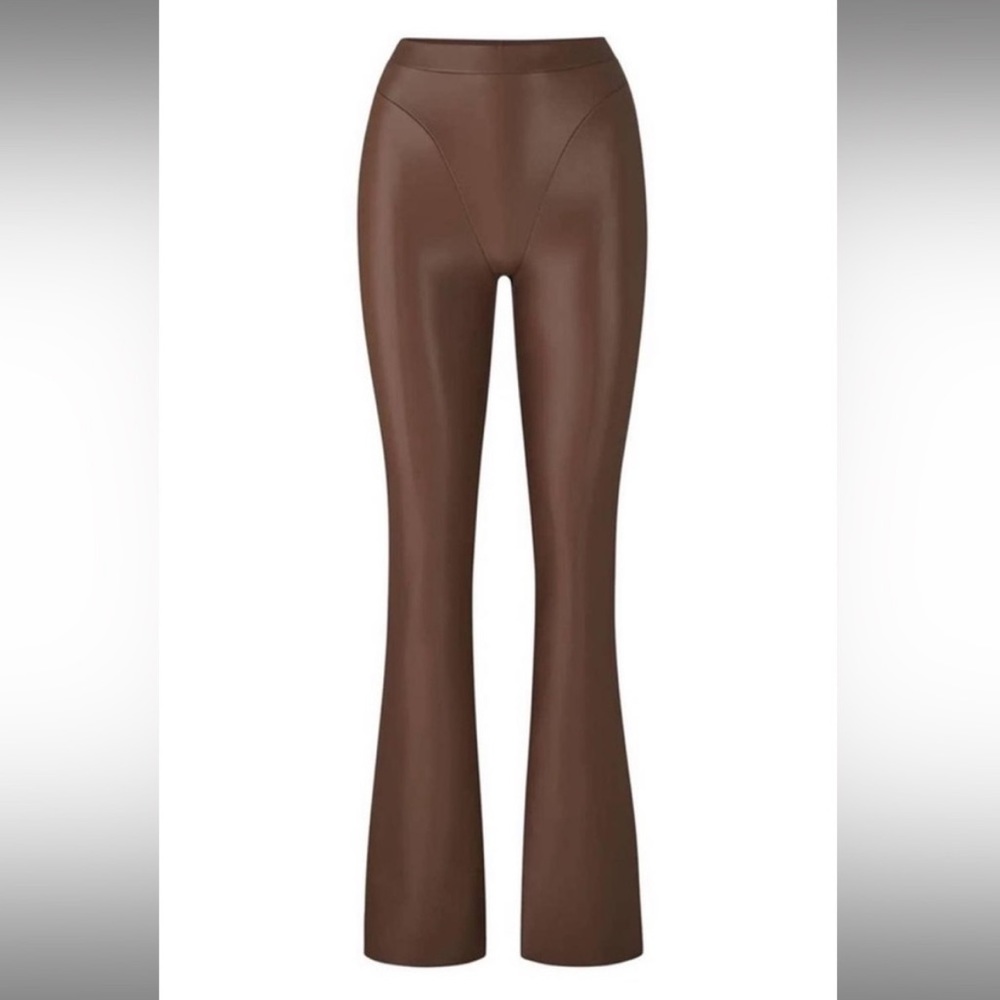 SKIMS Faux leather seamed bootcut pants